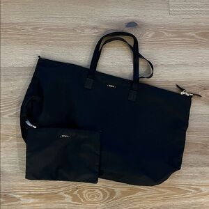 Tumi Black Travel Tote with Pouch